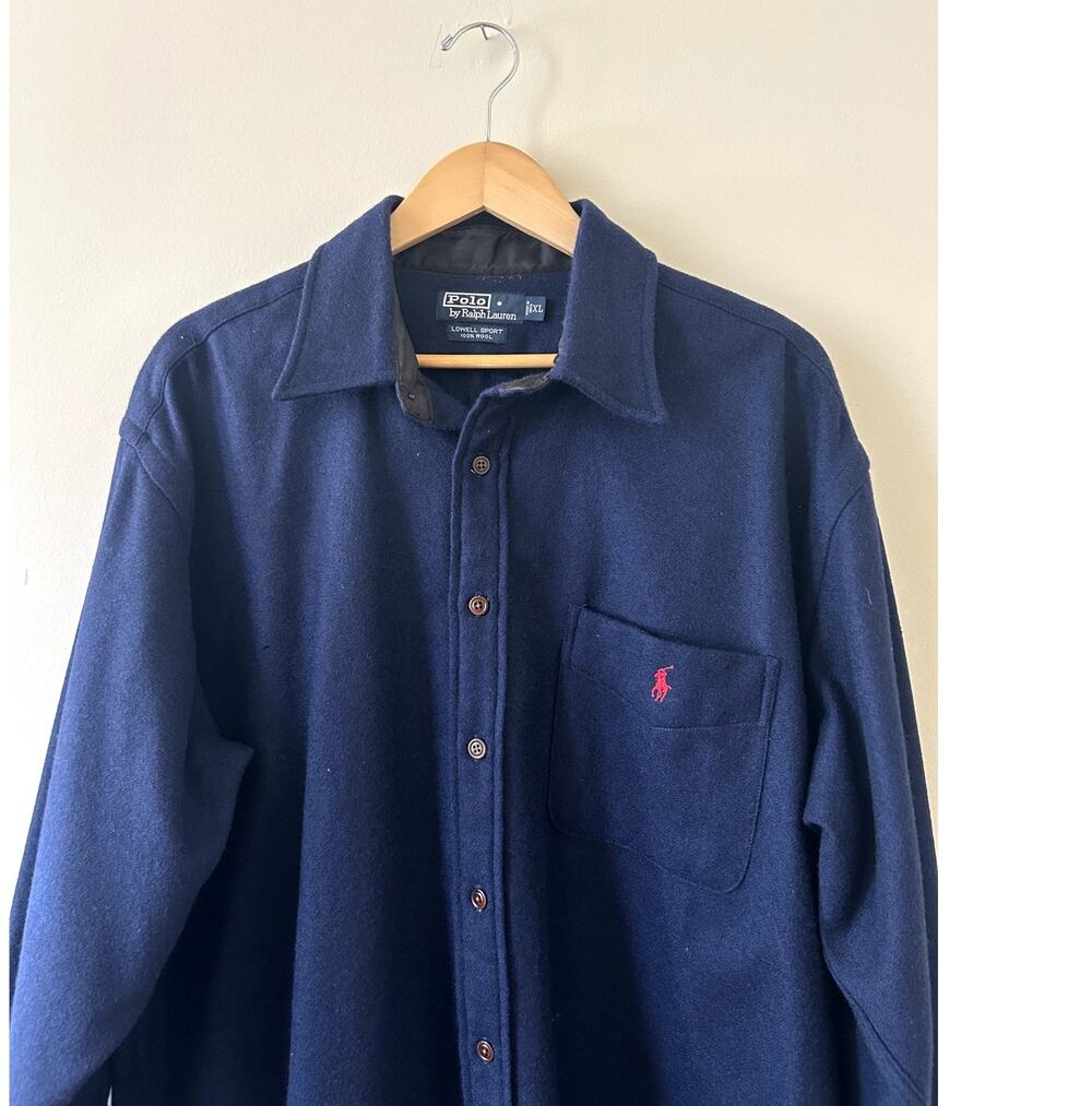 Vintage Polo Ralph Lauren Lowell Sport Shirt 100% Wool Overshirt Shacket Mens XL